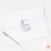 Romantic Chic Pastel Paars Floral Love Script Ronde Sticker (Envelop)