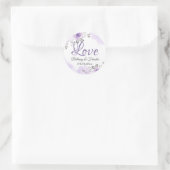 Romantic Chic Pastel Paars Floral Love Script Ronde Sticker (Tas)