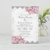 Romantic Chic Peony Floral Faire-part de mariage (Debout devant)