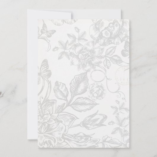 Romantic Chic Peony Floral Faire-part de mariage (Dos)