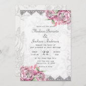 Romantic Chic Peony Floral Faire-part de mariage (Devant / Derrière)