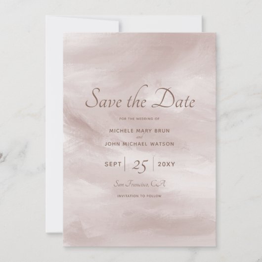Romantic Classy Blush Pink Save the Date Kaart (Voorkant)
