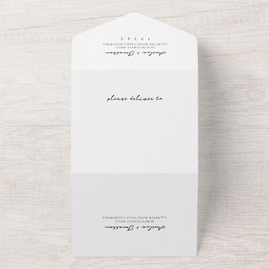 Romantic Classy Photo Script Weddenschap RSVP All In One Uitnodiging (Buitenkant)