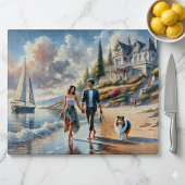 Romantic Coastal Cottage Sunset Stroll Snijplank