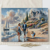 Romantic Coastal Cottage Sunset Stroll Snijplank