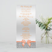 Romantic Coral Bow, Silver Glitter Wedding Program Programma (Staand voorkant)