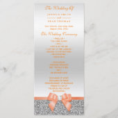 Romantic Coral Bow, Silver Glitter Wedding Program Programma (Voorkant)