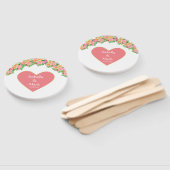 Romantic Coral Pink Heart & Roze Flowers Handwaaier (Niet-gemonteerd)