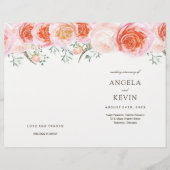 Romantic Coral Rozen Wedding Programs (Voorkant)