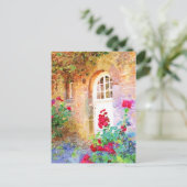 Romantic cottage garden aquarel briefkaart (Staand voorkant)