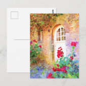 Romantic cottage garden aquarel briefkaart (Voorkant / Achterkant)