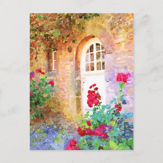Romantic cottage garden aquarel briefkaart (Voorkant)