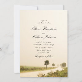 Romantic Countryside Landscape Wedding Invitation Kaart