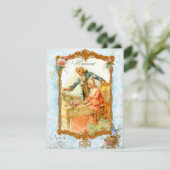 Romantic Couple Franse  stijl Uitnodiging (Staand voorkant)