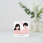 Romantic Couple Illustration Bride Groom Wedding Vierkante Visitekaartje (Staand voorkant)