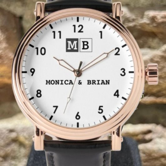 Romantic Couple name beautiful  Monogram Horloge