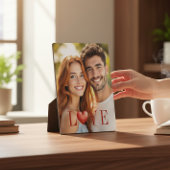 Romantic Couple Red Heart Photo Display Fotoplaat