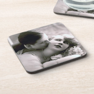 Romantic Couple Retro Foto Elegant Love Onderzetter