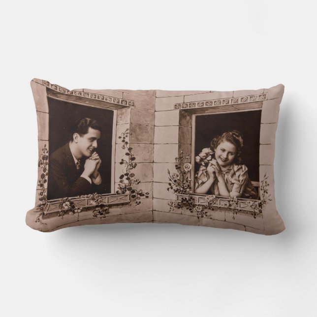 Romantic  Couple, Sepia Foto Kussen (Voorkant)