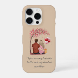 Romantic Couple Silhouette "Favorite Hello" Quote  iPhone 16 Pro Hoesje