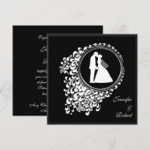 Romantic Couple Silhouette Wedding Invitation Kaart (Voorkant / Achterkant)