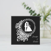 Romantic Couple Silhouette Wedding Invitation Kaart (Staand voorkant)