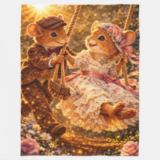 Romantic Couple Swing Gift Playful Spring Love Fleece Deken