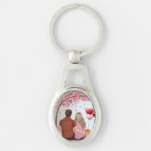 Romantic Couple Under Heart Tree Custom Keychain (Voorkant)