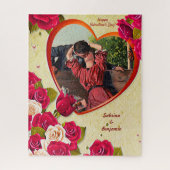 Romantic Couple Valentijn Heart en Rozen Legpuzzel (Verticaal)