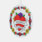 Romantic Couple's Gift | Kunst met Tattoo stijl Glas Ornament (Voorkant links)