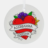 Romantic Couple's Gift | Kunst met Tattoo stijl Glas Ornament (Achterkant)