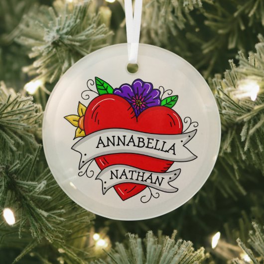 Romantic Couple's Gift | Kunst met Tattoo stijl Glas Ornament (Insitu)