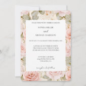 Romantic Cream Blush Pink Rose Floral Wedding Kaart (Voorkant)