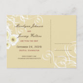 Romantic Cream Rozen & Swirls Foto sparen de Datum Aankondigingskaart (Achterkant)