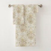 Romantic Cream Towels Victorian Damask Touch Bad Handdoek (Insitu)