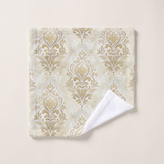 Romantic Cream Towels Victorian Damask Touch Bad Handdoek (Wasdoekje)
