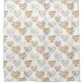 Romantic Cream White Hearts Douchegordijn (Voorkant)