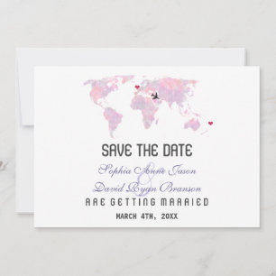 Romantic Custom Destination Wereldkaart Wedding Save The Date