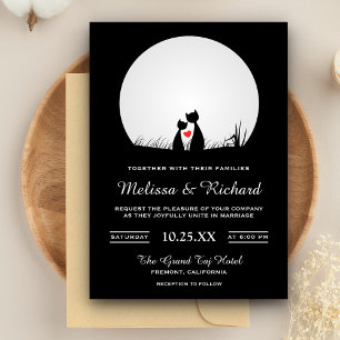 Romantic Cute Cat Couple Wedding Invitation Kaart
