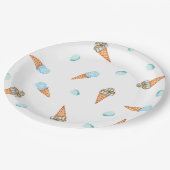 Romantic Cute Ice Cream Birthday Paper Borden Papieren Bordje (Gekanteld)