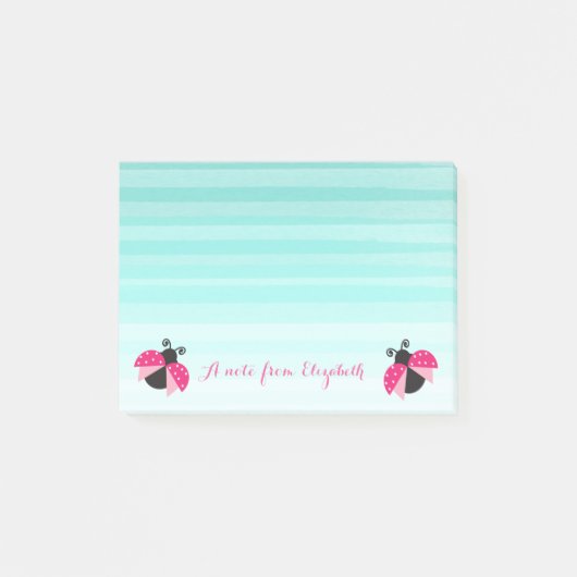 Romantic Cute Lovely Stijlvol, Striped, Ladybugs Post-it® Notes (Voorkant)