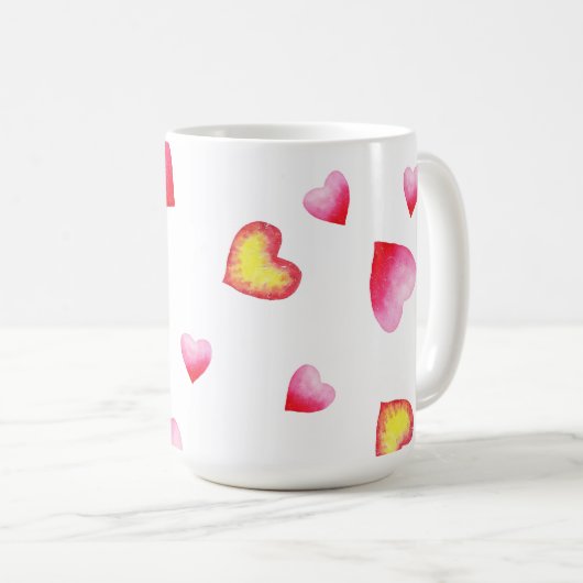 Romantic Cute Red Heart Koffiemok (Voorkant rechts)