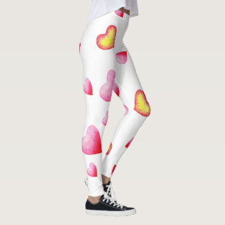 Romantic Cute Red Heart Leggings