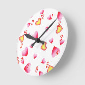 Romantic Cute Red Heart Ronde Klok (Hoek)