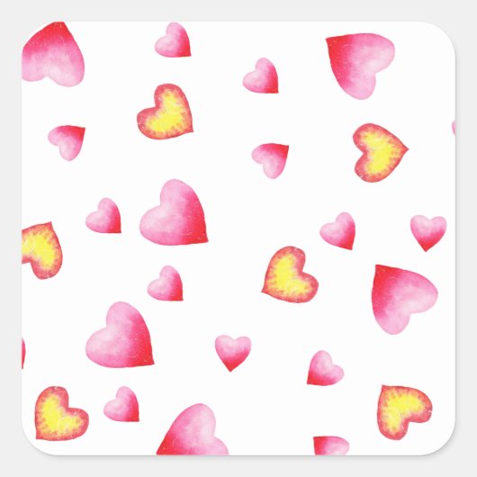 Romantic Cute Red Heart Vierkante Sticker (Voorkant)