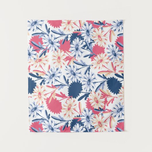 Romantic Daisy Flower Pattern Wandkleed (Voorkant)