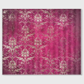 Romantic Damask Burgundy Gold Cadeaupapier (Vlak)