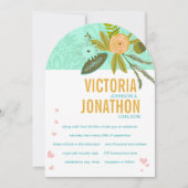 Romantic Damask Mint en Gold Wedding Invitations Kaart (Voorkant)