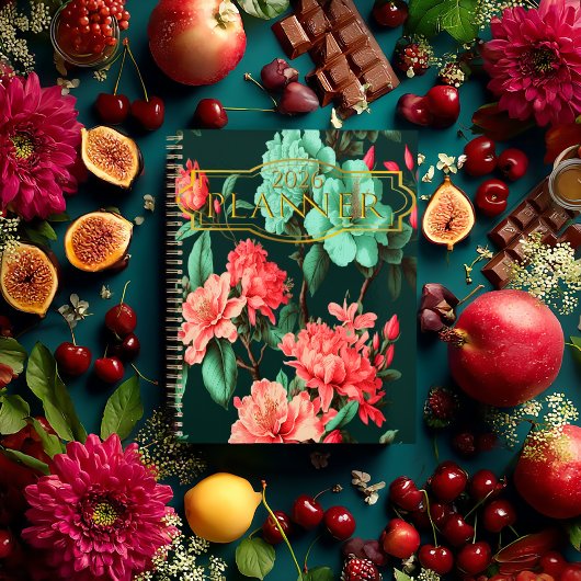 Romantic Dark Botanical Blue and Pink Floral