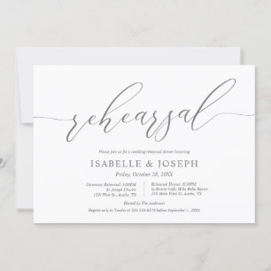 Romantic Dark Gray, Wedding Rehearsal and Dinner Kaart
